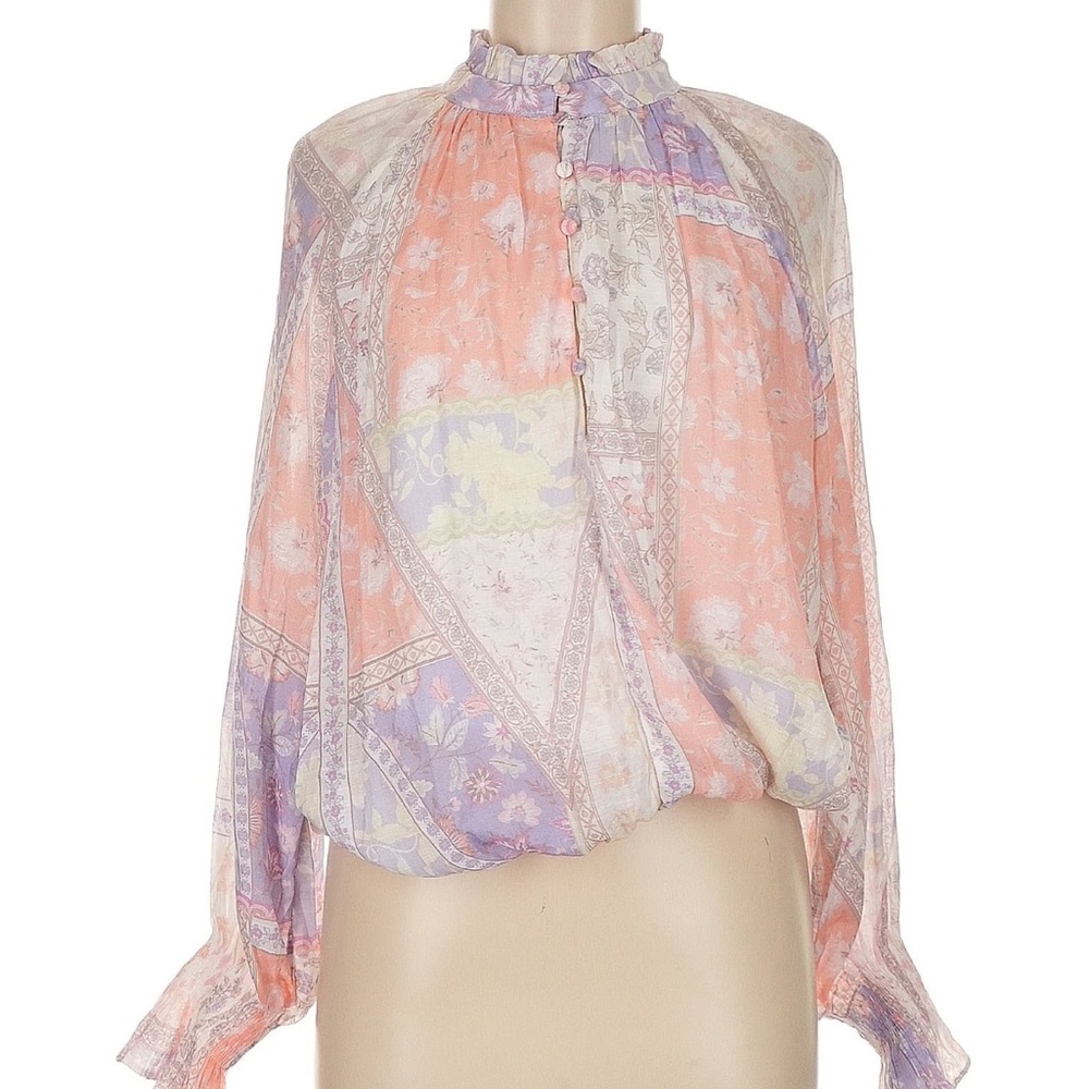 FATE - FLORAL PATCHWORK PRINT BUBBLE SLV BLOUSE medium